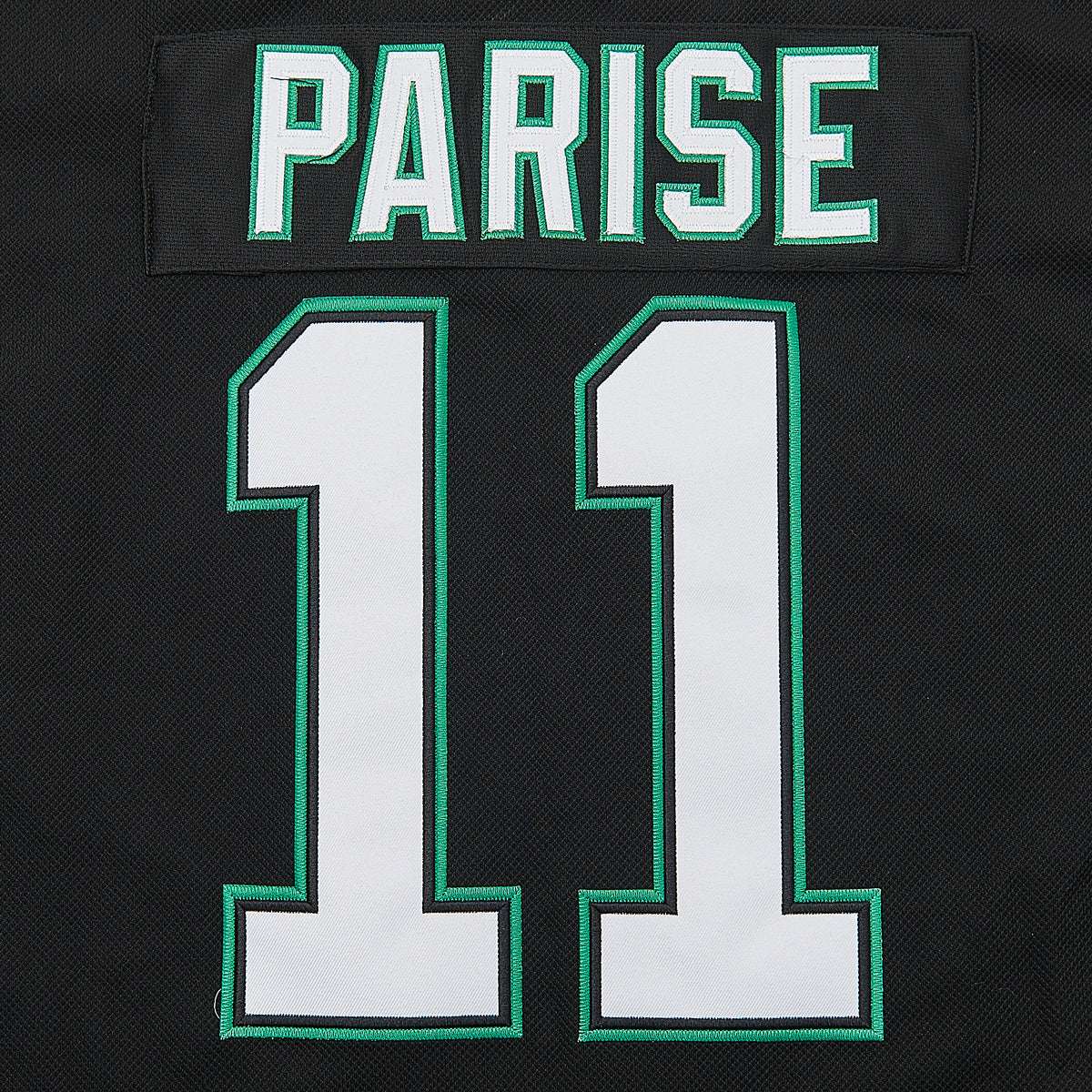 Dakota Sioux Ice #11 Hockey Jersey — Black — lettering detail