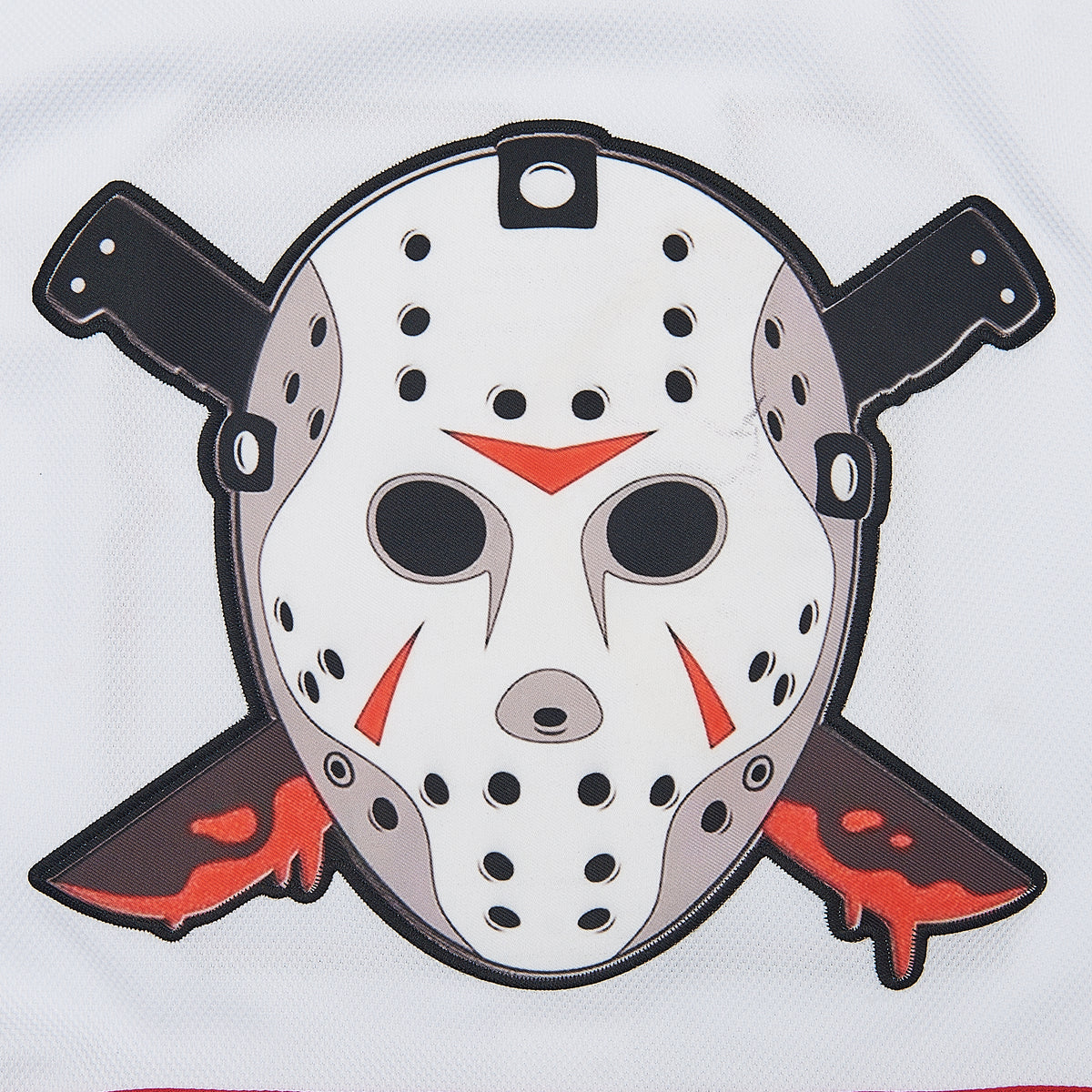 Friday The 13th Jason Voorhees Hockey Jersey — chest detail