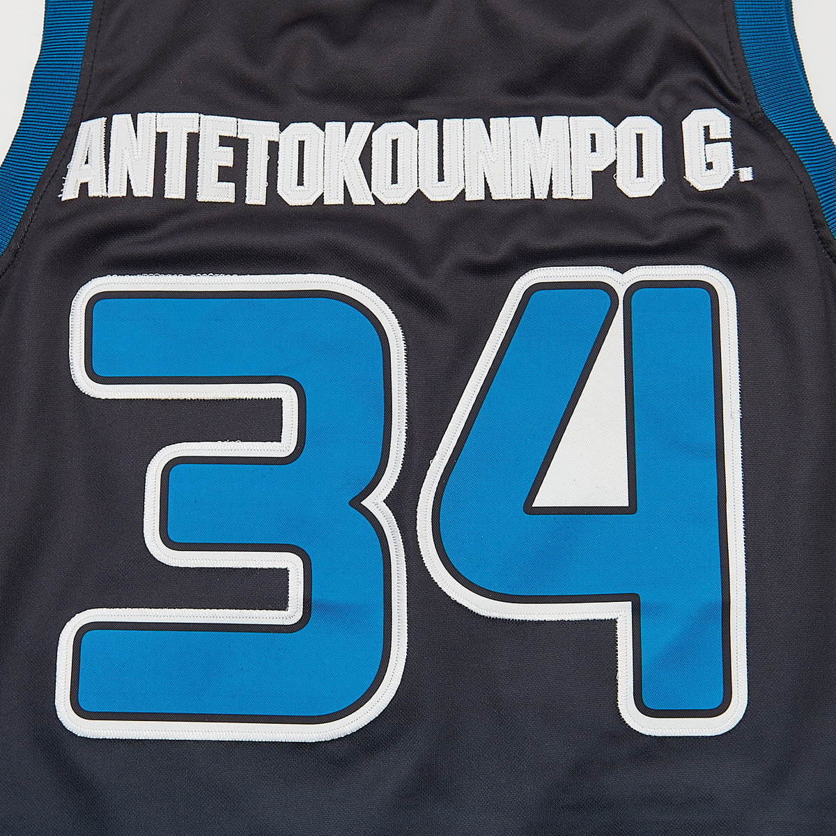 Giannis Antetokounmpo Greece #34 Basketball Jersey — lettering detail