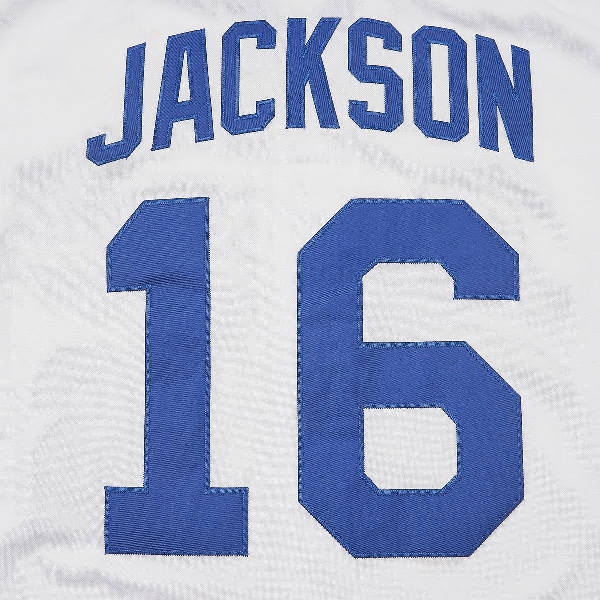 Jackson #16 Royals Baseball Jersey — White — lettering detail