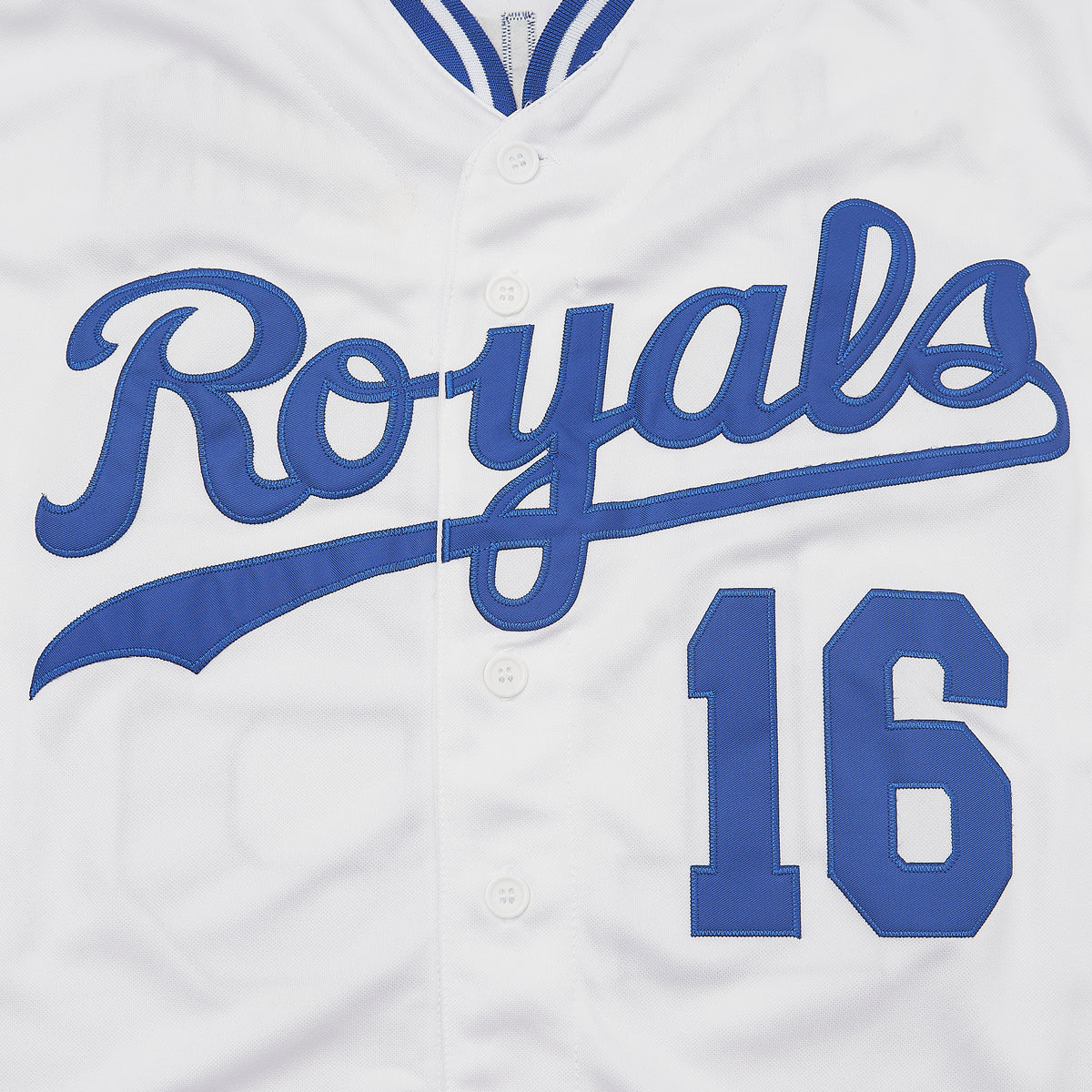 Jackson #16 Royals Baseball Jersey — White — chest detail