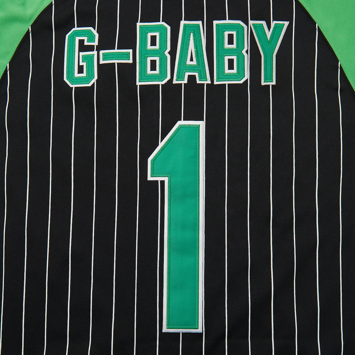 Jarius 'G-Baby' Evans Kekambas Baseball Jersey — Black — lettering detail