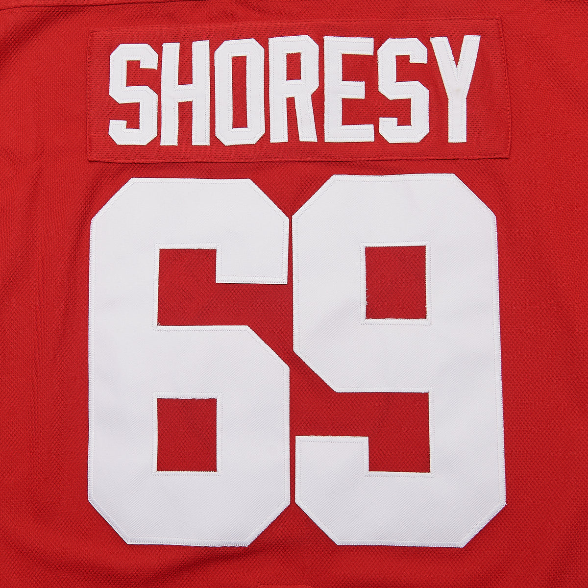 Shoresy Summer Christmas #69 Letterkenny Irish Hockey — Red — lettering detail