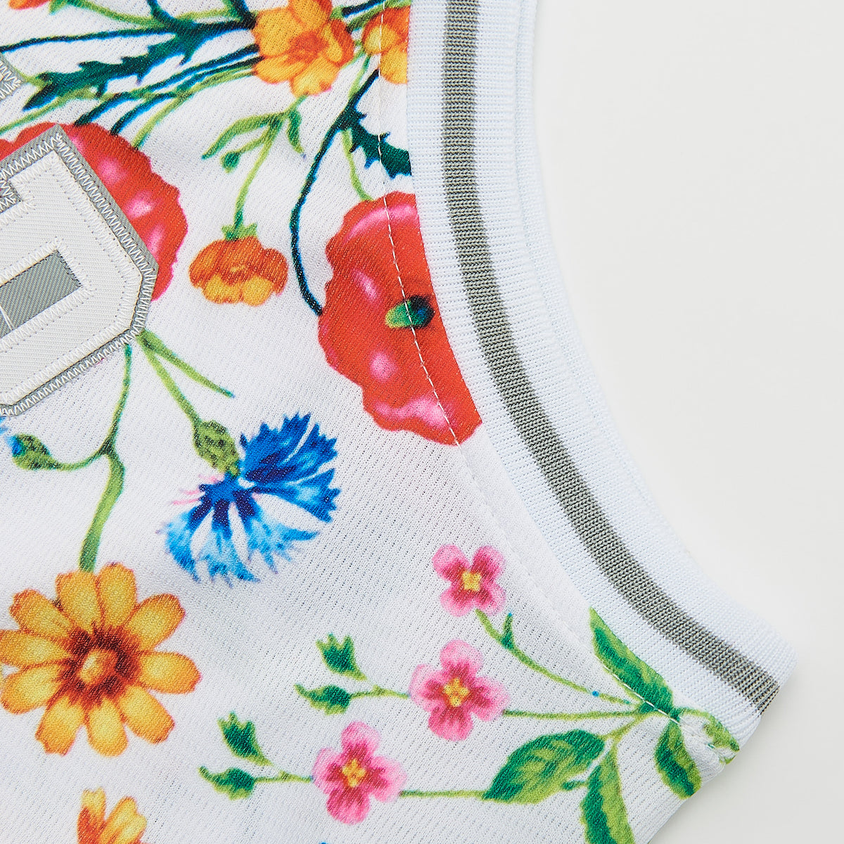 The Fresh Prince of Bel Air Academy #14 Flowers Basketball Jersey — trim detail