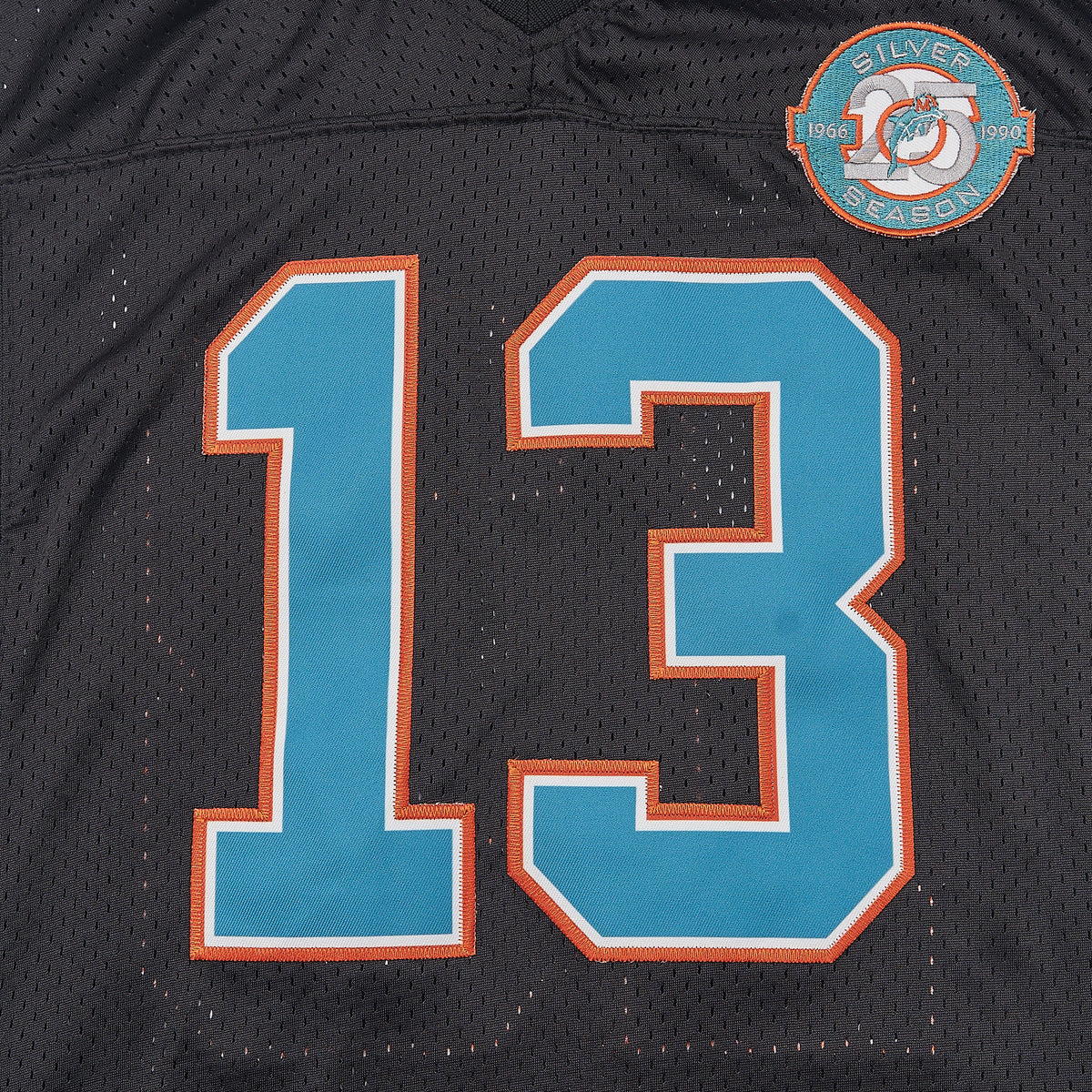 VTG Dan Marino #13 Miami Dolphins Football Jersey — Black — chest detail