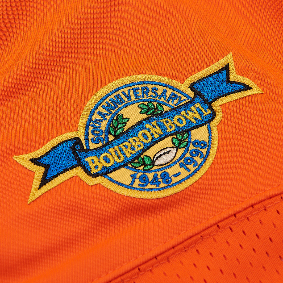 Waterboy 'Bobby Boucher' #9 Football Jersey — Orange — patch detail