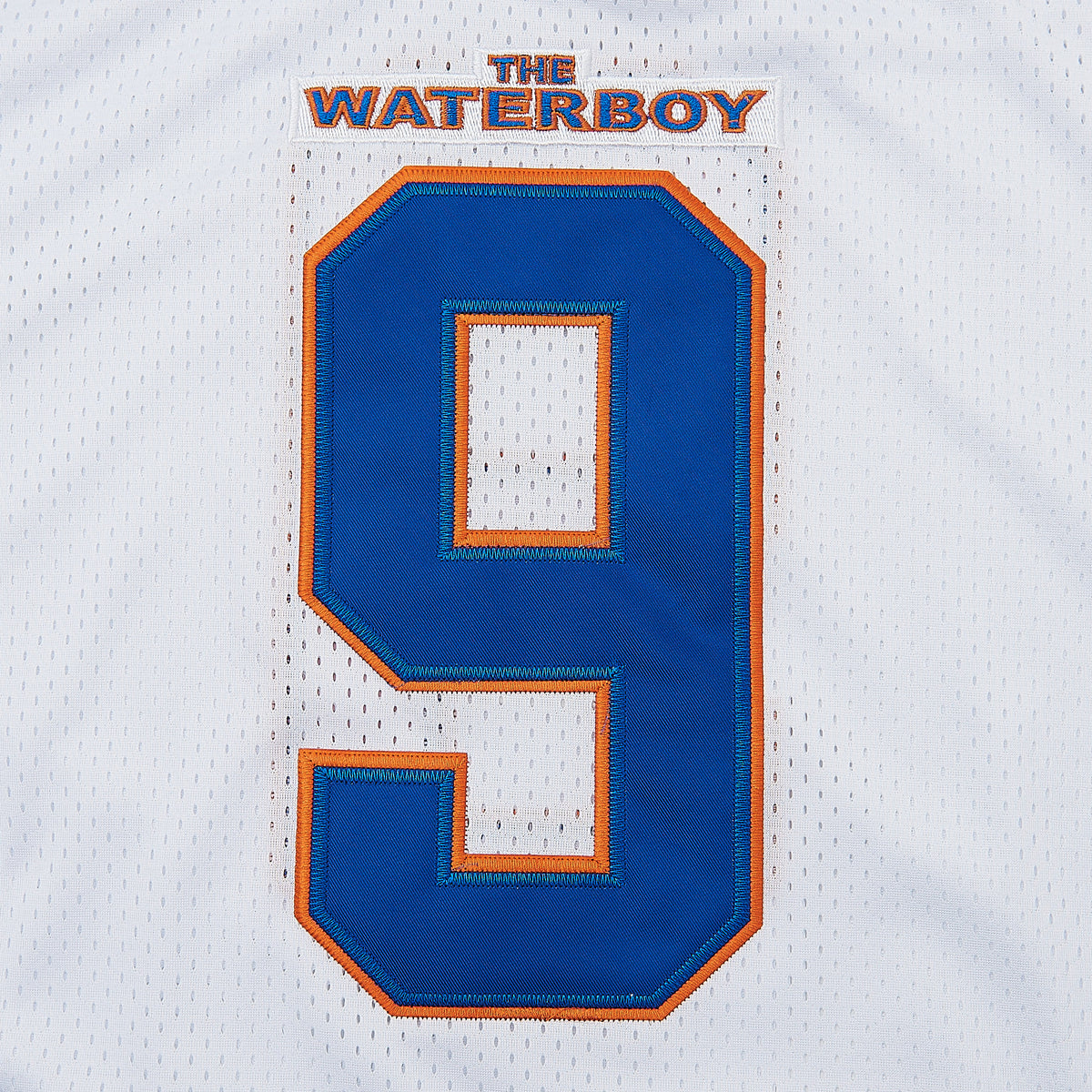 Waterboy 'Bobby Boucher' #9 Football Jersey — White — chest detail