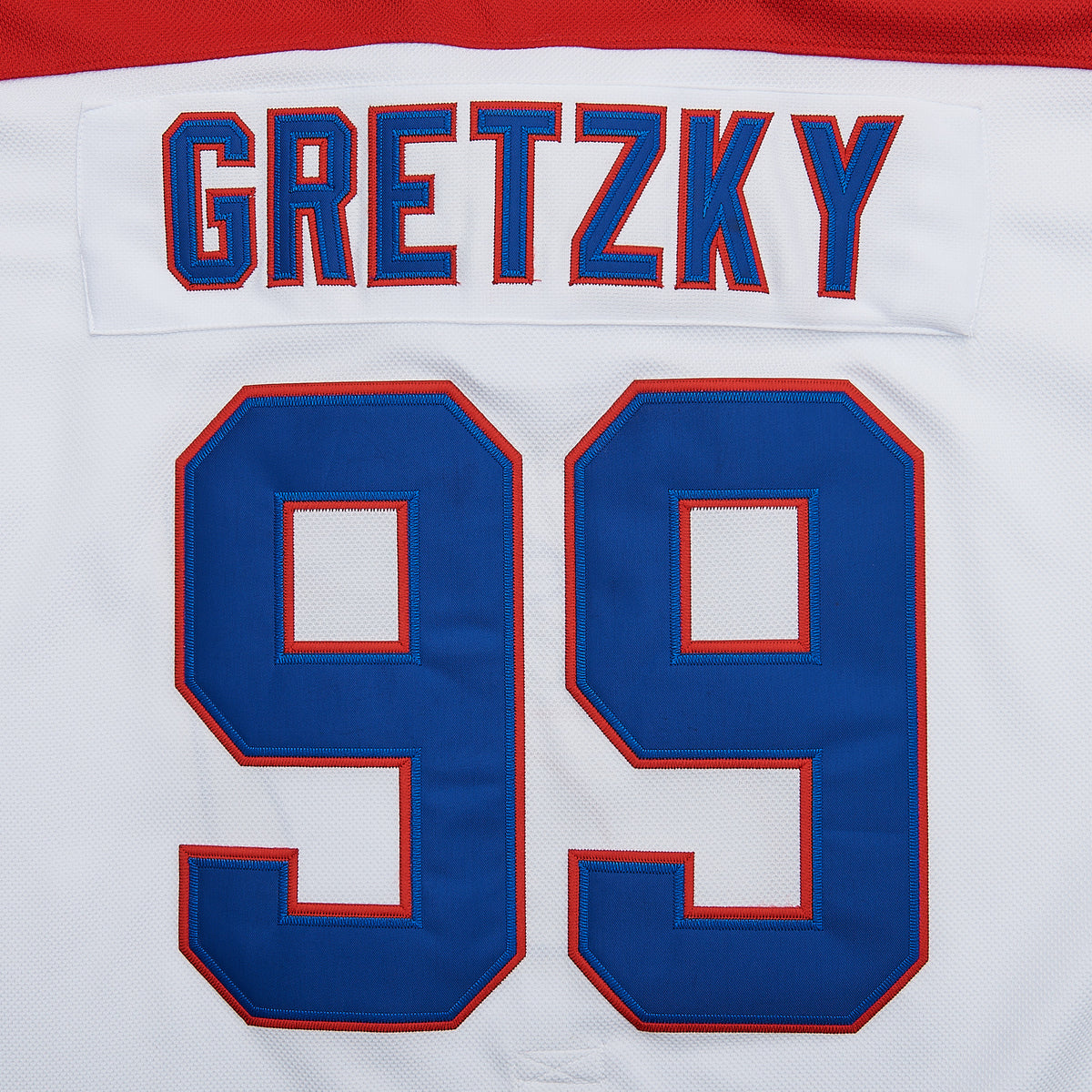 Wayne Gretzky Indianapolis Racers #99 Hockey Jersey — lettering detail