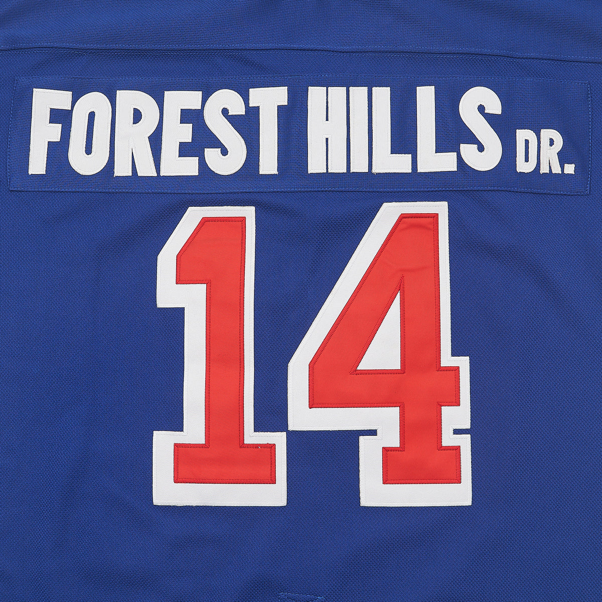 J. Cole Dreamville Forest Hills Drive 2014 Tour Hockey Jersey — lettering detail