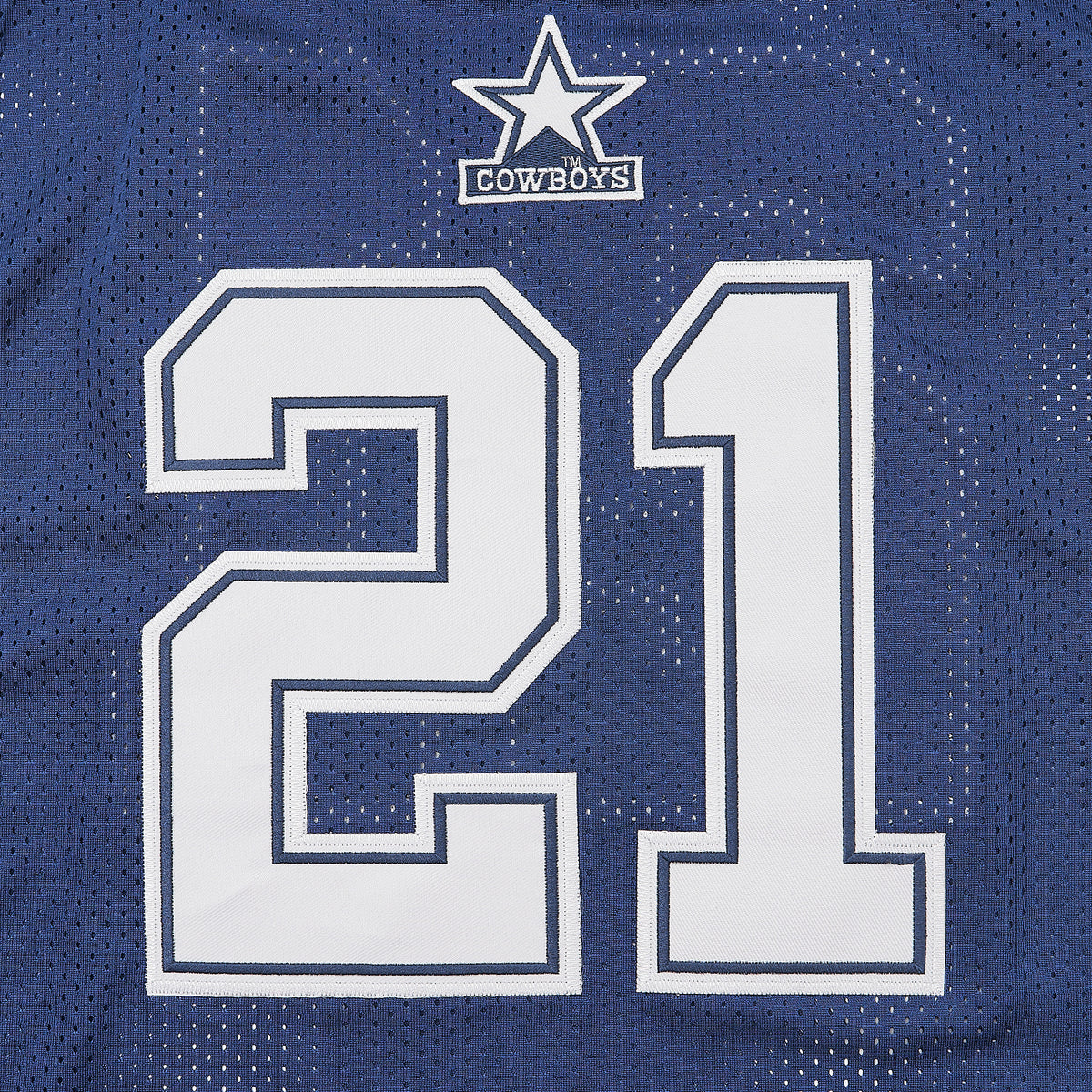 Sanders #21 Dallas Cowboys Football Jersey — Blue — chest detail