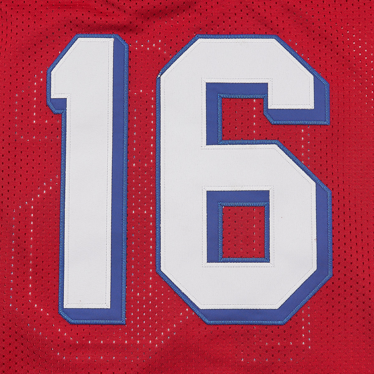 The Replacements Shane Falco #16 Washington Sentinels Football Jersey — Red — chest detail