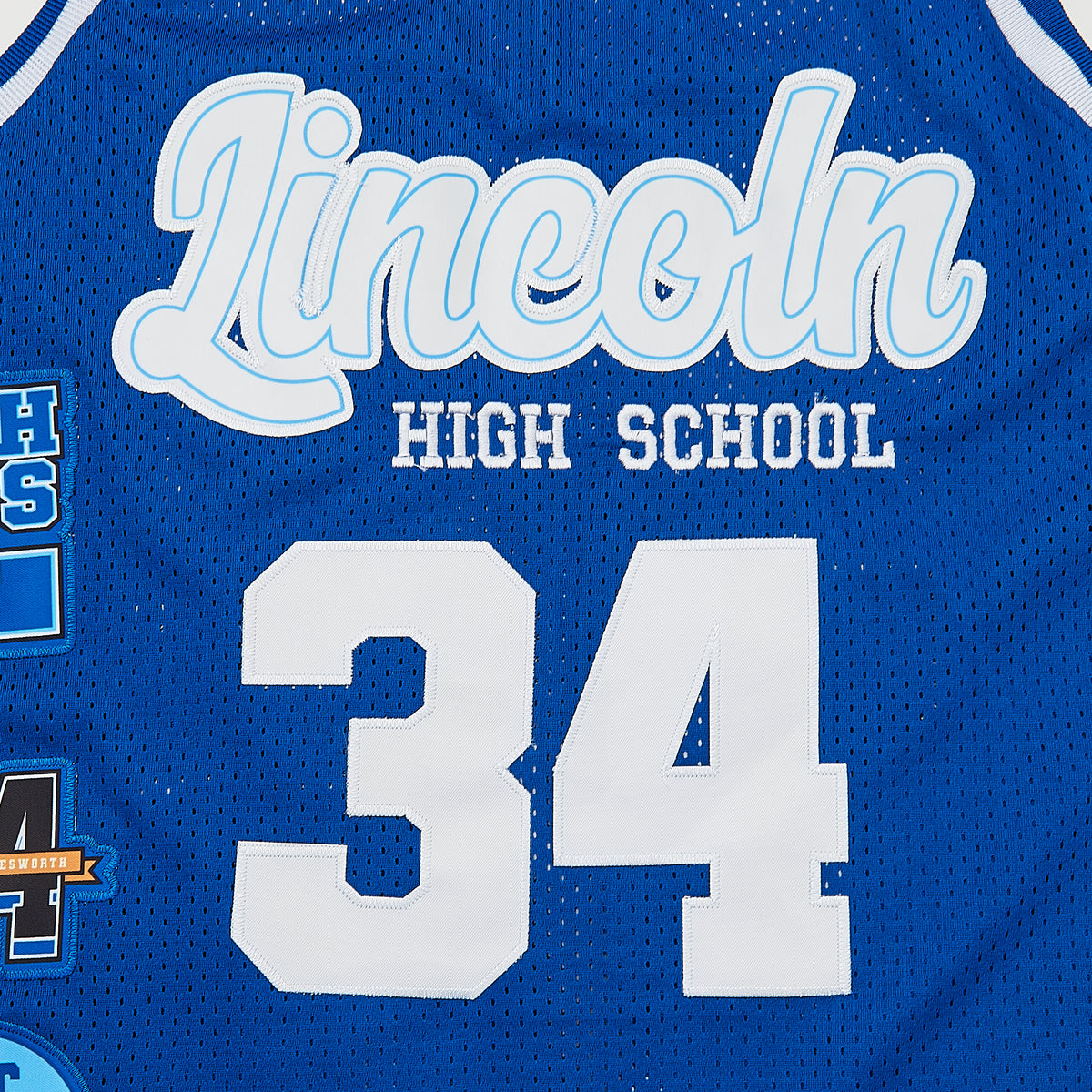 Shuttlesworth #34 Lincoln High School Basketball Jersey — chest detail