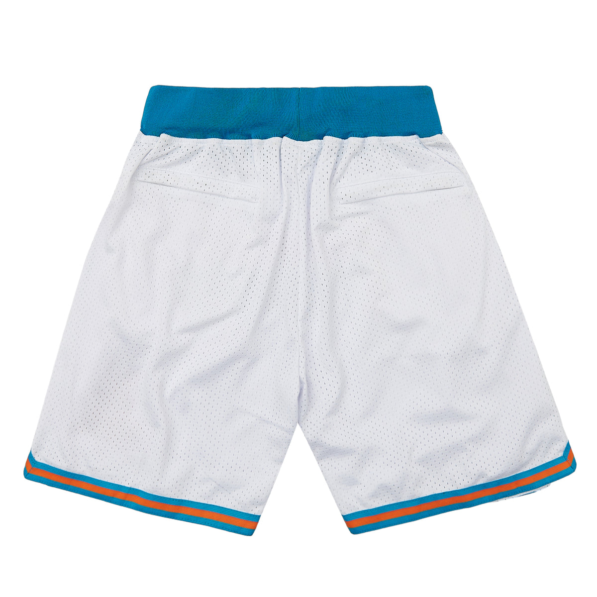 The Moon Flint Tropics Basketball Shorts — White — trim detail, framed from the product image