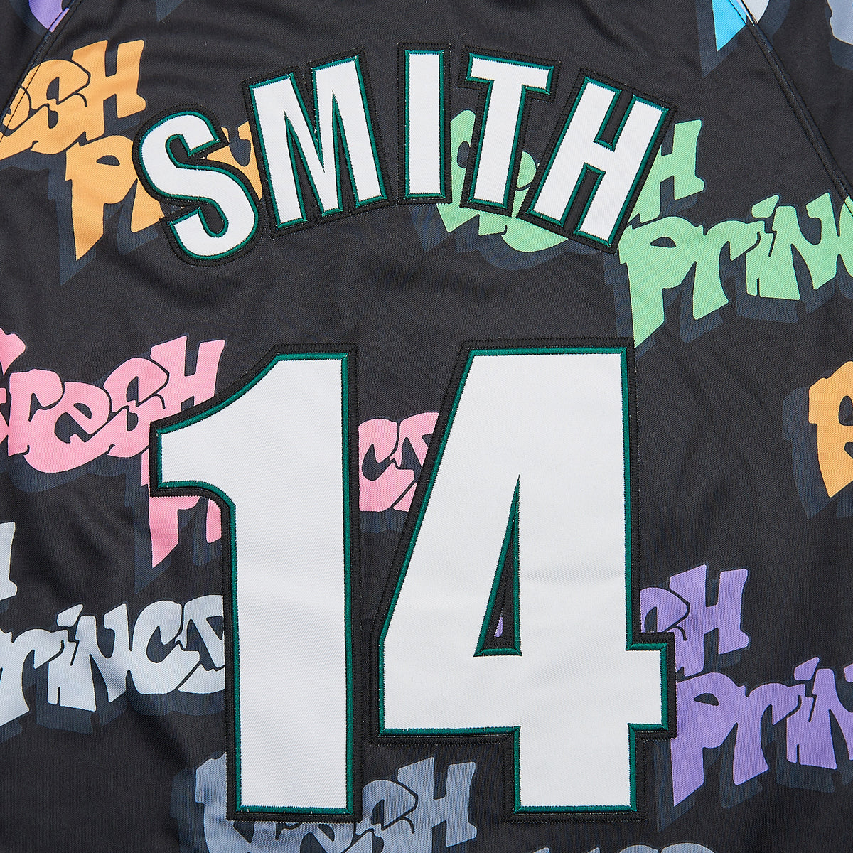 The Smith Fresh Prince All-Over Print Jersey — Black — lettering detail