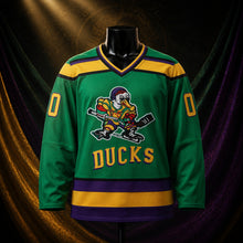 MJ-KIDS-SHORT-2000 | Custom Adam Banks Ducks Kids Hockey Jersey | Green | 01