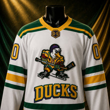 MJ-KIDS-SHORT-2000 | Custom Adam Banks Ducks Kids Hockey Jersey | White | 02