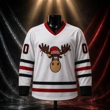 MJ-KIDS-SHORT-2000 | Custom Christmas Moose Kids Hockey Jersey | White | 01