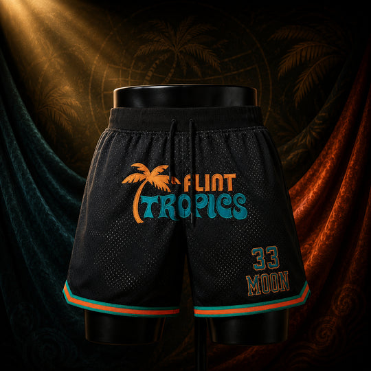MJ-KIDS-SHORT-2000 | The Moon Flint Tropics Basketball Shorts | Black | 01